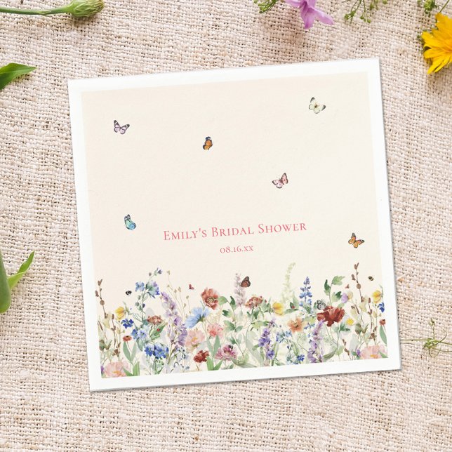 Guardanapo De Papel Flor selvagem e borboletas Chá de panela Napkins (Criador carregado)