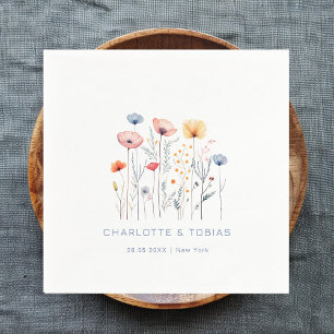 Guardanapo De Papel Flor selvagem fresco Casamento Branco
