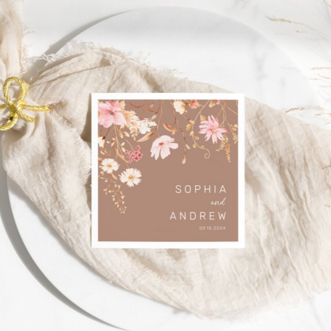 Guardanapo De Papel Flor Selvagem Moderna | Casamento de Jardim Botâni (Criador carregado)