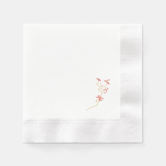 Guardanapo De Papel Flor selvagem simples | Napkins Branco (Frente)