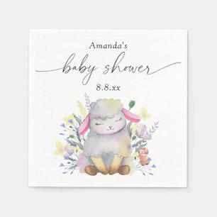 Guardanapo De Papel Flor silvestre e cordeiro - Chás de bebê