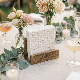 Guardanapo De Papel Flor Silvestre Rosa Bege Elegante Casamento Minima