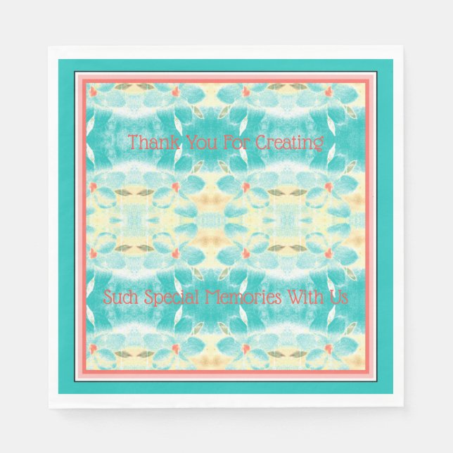 Guardanapo De Papel Flor Turquesa Padrão (Frente)