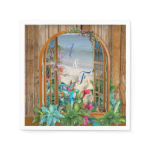 Flora Tropical Paraíso na Praia Napkins