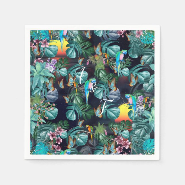 Guardanapo De Papel Flora Tropical Paraíso no Sunset (Frente)
