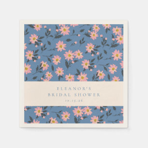 Guardanapo De Papel Florais Azuis e Amarelos Personalizados Jardim de