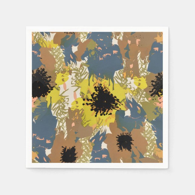 Guardanapo De Papel Florais de Ochre Amarelo (Frente)