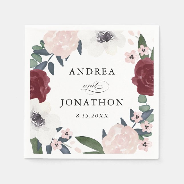 Guardanapo De Papel Florais Românticos Bebidas Napkins (Frente)