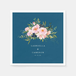 Guardanapo De Papel Florais Românticos Vintage em Casamento Azul
