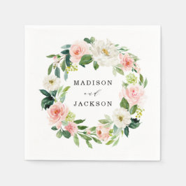 Guardanapo De Papel Florais Rosados | Casamento Personalizado