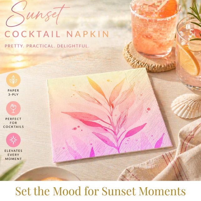Guardanapo de papel floral (Cocktail napkins for summer beach parties with coastal style)