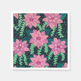 Guardanapo De Papel Floral Abstrato verde-rosa