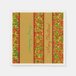 Guardanapo De Papel Floral Abstrato Vermelho e Verde - Personalizado