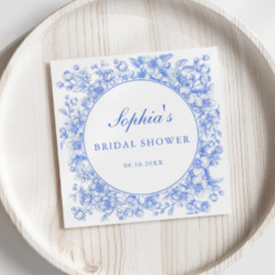 Guardanapo De Papel Floral Algo Chá de panela Azul