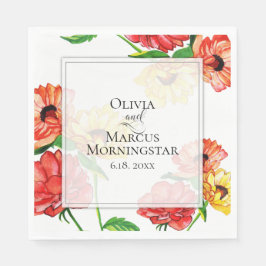 Guardanapo De Papel Floral Amarelo-vermelho-escuro