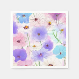 Guardanapo De Papel Floral Aquarela Pastel