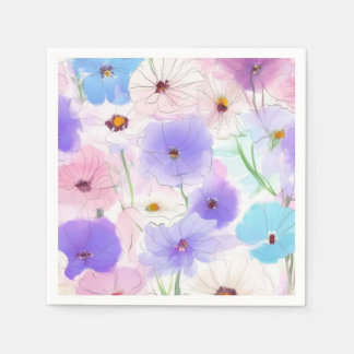 Guardanapo De Papel Floral Aquarela Pastel 