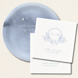 Guardanapo De Papel Floral Azul de Crest Monogramas