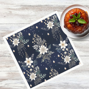 Guardanapo De Papel Floral Azul-Marinho Elegante