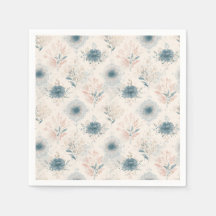 Guardanapo de papel floral azul vintage