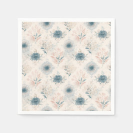 Guardanapo de papel floral azul vintage