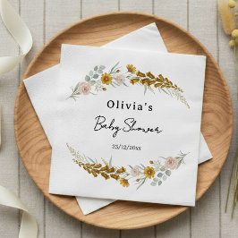 Guardanapo De Papel Floral Baby Shower yellow wildflower watercolor
