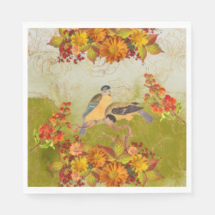 Guardanapo De Papel Floral & Birds, Laranja, Amarelo, Nápoles Verdes