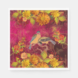 Guardanapo De Papel Floral & Birds Orange, Red, Yellow Cranberry