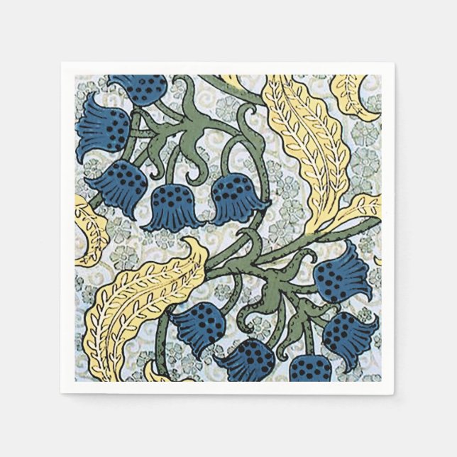 Guardanapo De Papel Floral Blue Flowers Lily Valley Repetindo (Frente)