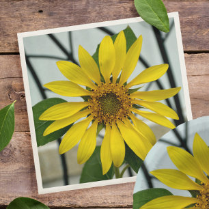 Guardanapo De Papel Floral Botânico Delicado de Girassol Amarelo