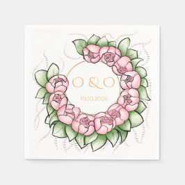 Guardanapo de papel floral botânico peônia rosa ro
