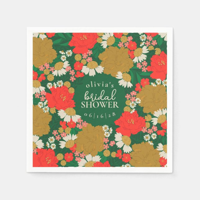 Guardanapo De Papel Floral Bouquet Bridal Shower Paper Plates (Frente)