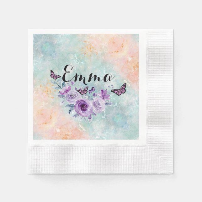 Guardanapo De Papel Floral bouquet purple garden (Frente)