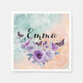 Guardanapo De Papel Floral bouquet purple garden