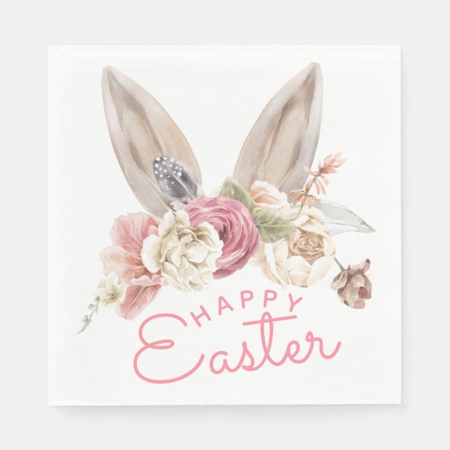 Guardanapo De Papel Floral Bunny Ears | FELZ PASCOA (Frente)