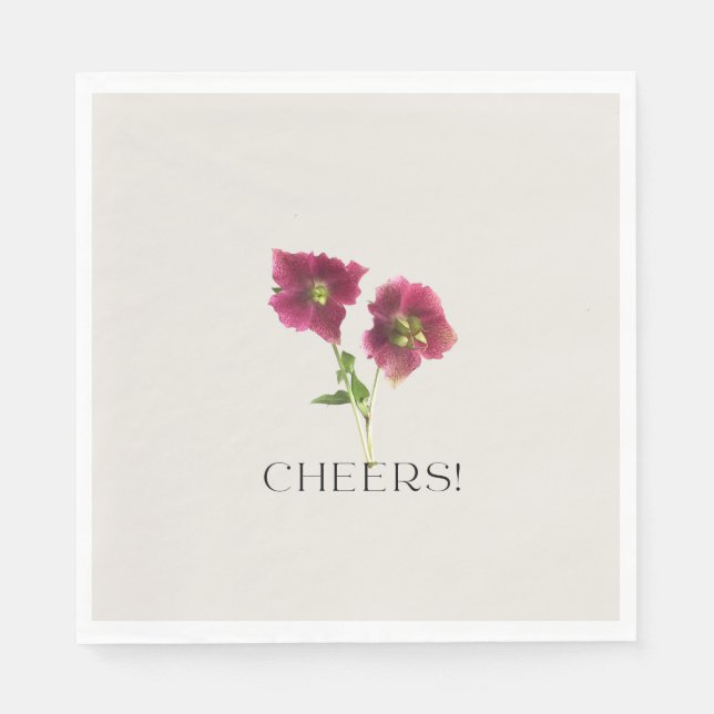 Guardanapo De Papel Floral Cheers Trendy Magenta Violet Flower (Frente)