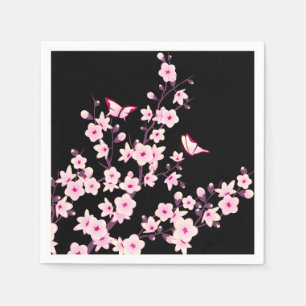 Guardanapo De Papel Floral Cherry Blossomo Rosa Preto