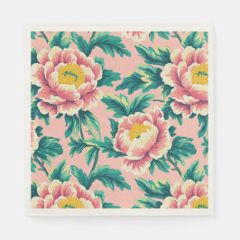 Guardanapo de papel floral chinês rosa ousado