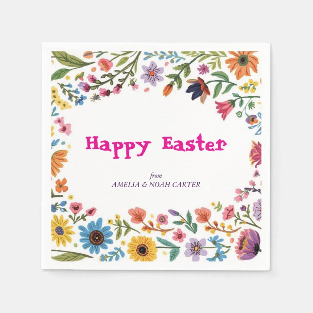 Guardanapo De Papel Floral Colorful Easter BRUNCH & HUNT (Frente)