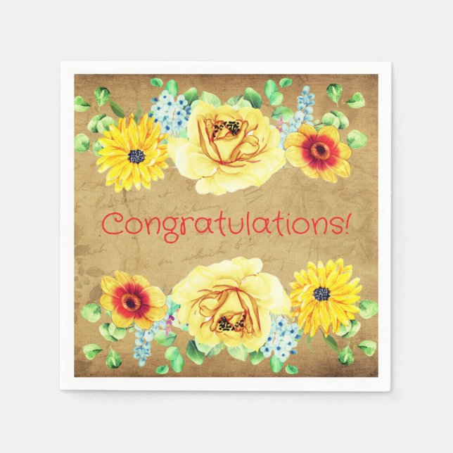 Guardanapo De Papel Floral Congratulations Paper Party Napkins (Frente)
