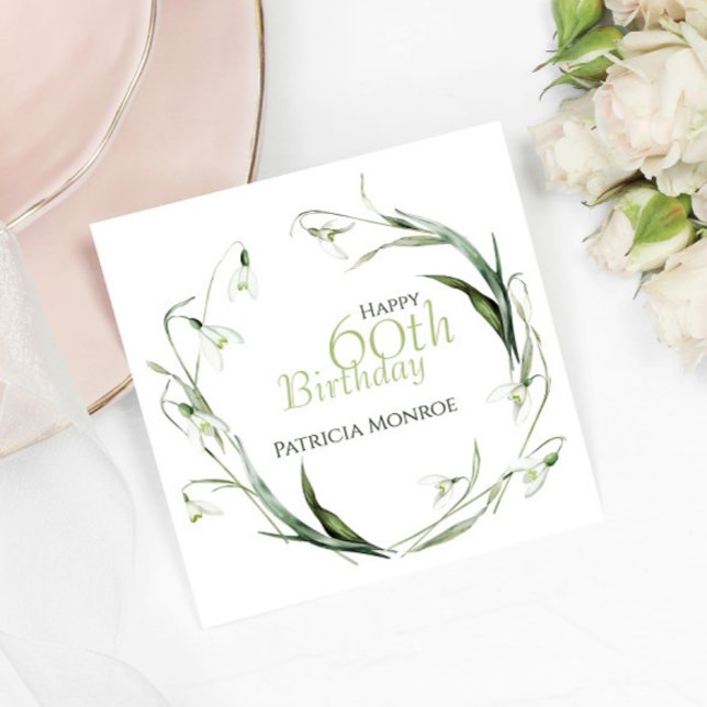 Guardanapo De Papel Floral de Aguarela para Aniversário de 60 anos Sno (Criador carregado)