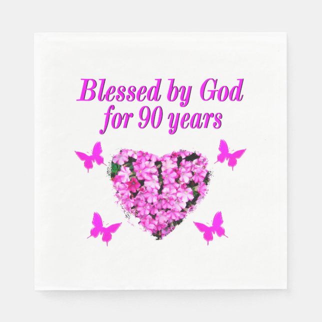 Guardanapo De Papel FLORAL DE ANIVERSÁRIO DE 90 bonito (Frente)