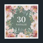 Guardanapo De Papel Floral de aquarela feminino rosa chic aniversário<br><div class="desc">Decoração de festa rosa chic aniversário floral de aquarela feminina. Tema de festa moderno elegante e lindo.</div>