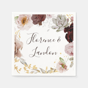 Guardanapo De Papel Floral de Blush Moderno Casamento de Nápoles