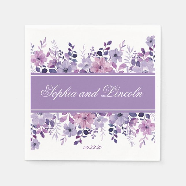 Guardanapo De Papel Floral de Casamento Puro Perfeito (Frente)