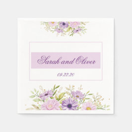 Guardanapo De Papel Floral de Casamento Roxo Mágico