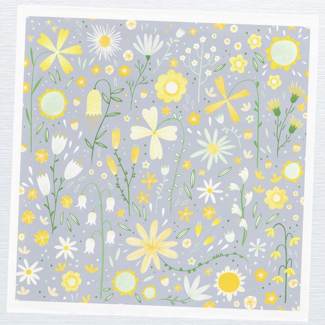 Guardanapo De Papel Floral de flor selvagem azul bonito (Pretty floral wildflower paper party napkin)