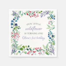 Guardanapo De Papel Floral de flor silvestre, primeiro aniversário flo