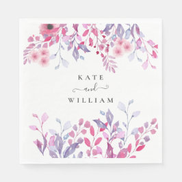 Guardanapo De Papel Floral de Flores Selvagens Roxas Elegantes