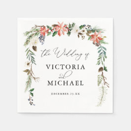 Guardanapo De Papel Floral de Inverno Rústico | Casamento de Natal